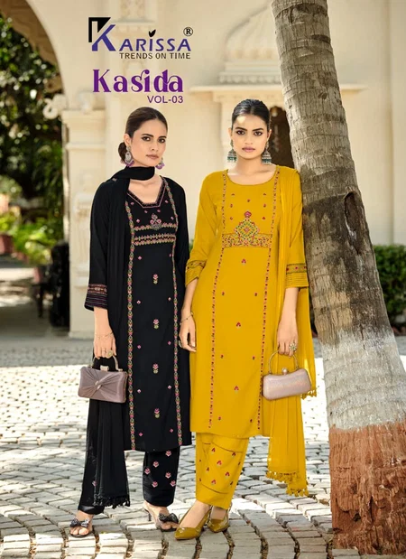 Kasida Vol 3 By Karissa Liva Rayon Kurti With Bottom Dupatta Wholesale In India